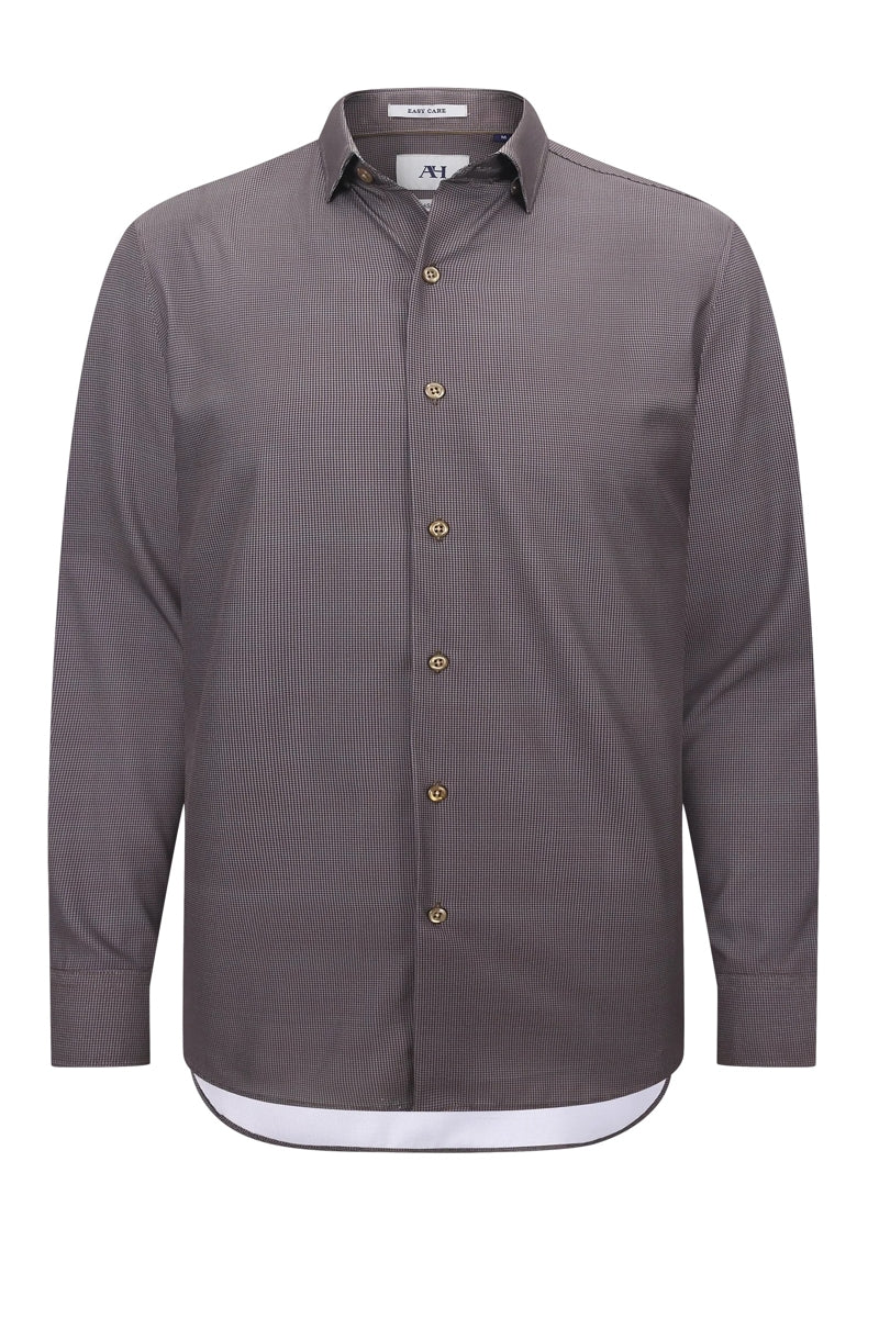 Wholesale,American Heritage, American Heritage Brown Performance Geo Print Long Sleeve Shirt, Brown, Small-43-TagSMedium-46-TagMLarge-49-TagLExtra Large-52-TagXL