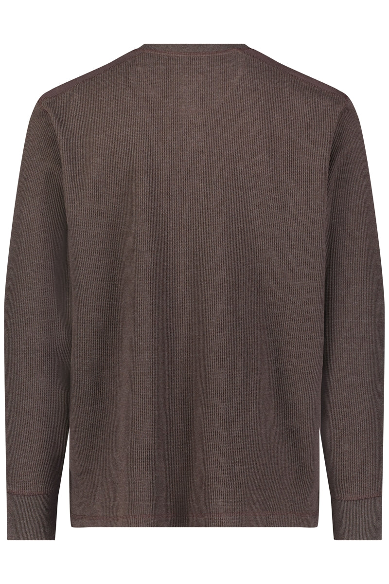 Wholesale,American Heritage, American Heritage Brown Thermal Waffle Henley with Side Slit, Brown, Small-42-TagS