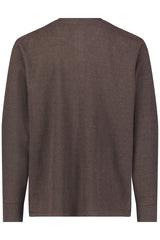 American Heritage Brown Thermal Waffle Henley with Side Slit