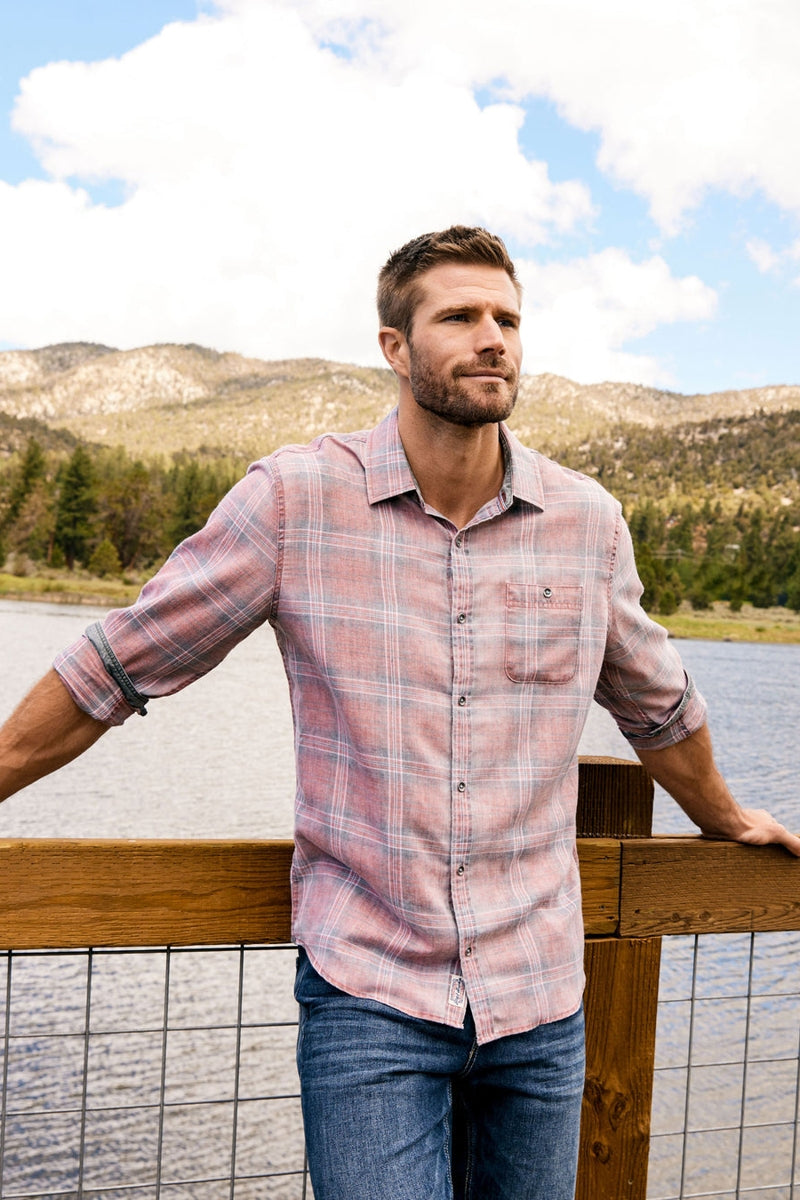 Wholesale,Flag & Anthem, Flag & Anthem Red/Grey Plaid Vintage Soft Shirt, Red, Medium-43-TagM