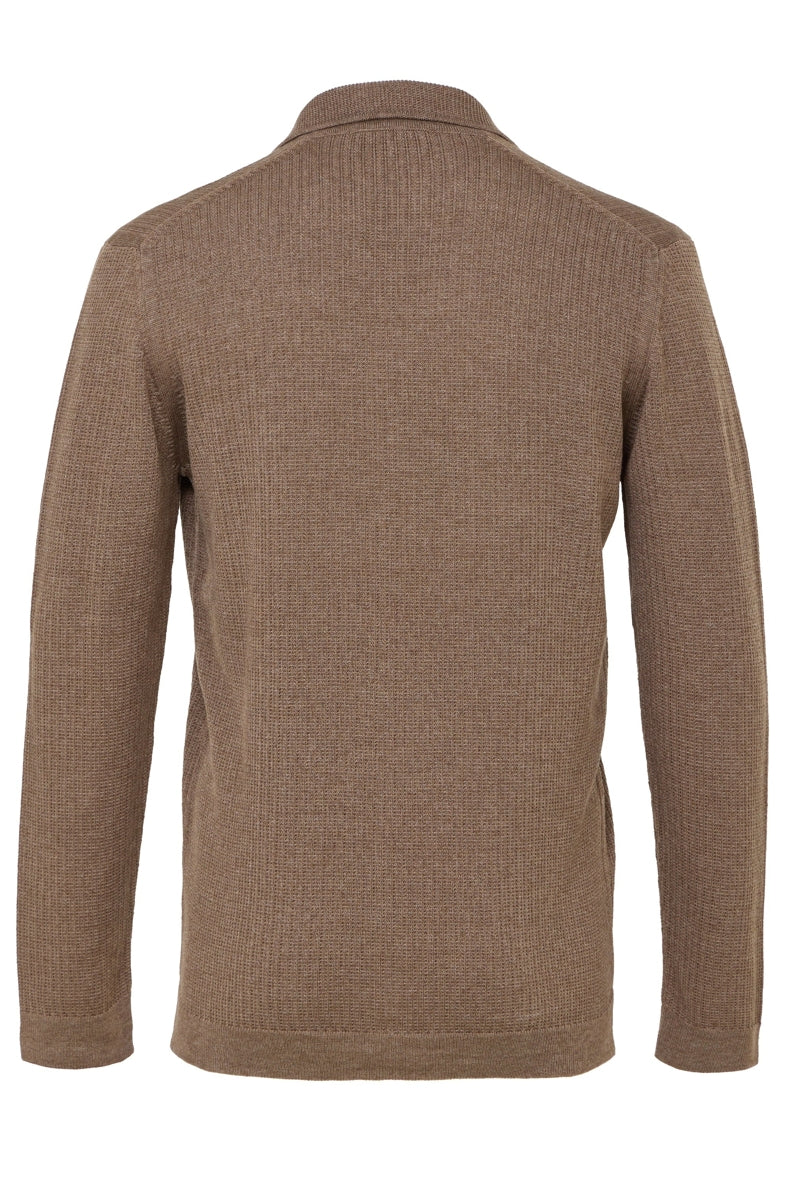 Wholesale,Luchiano Visconti, Luchiano Visconti Brown Textured Dobby Stripe Polo, Brown, Extra Large-46-TagXL