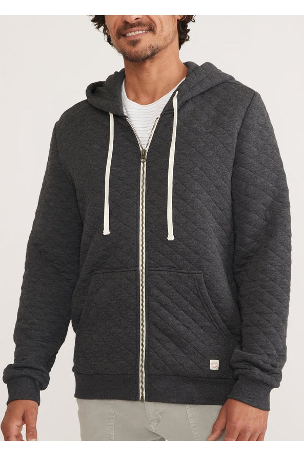 Marine Layer Dark Heather Grey Full Zip Corbet Quilted Hoodie