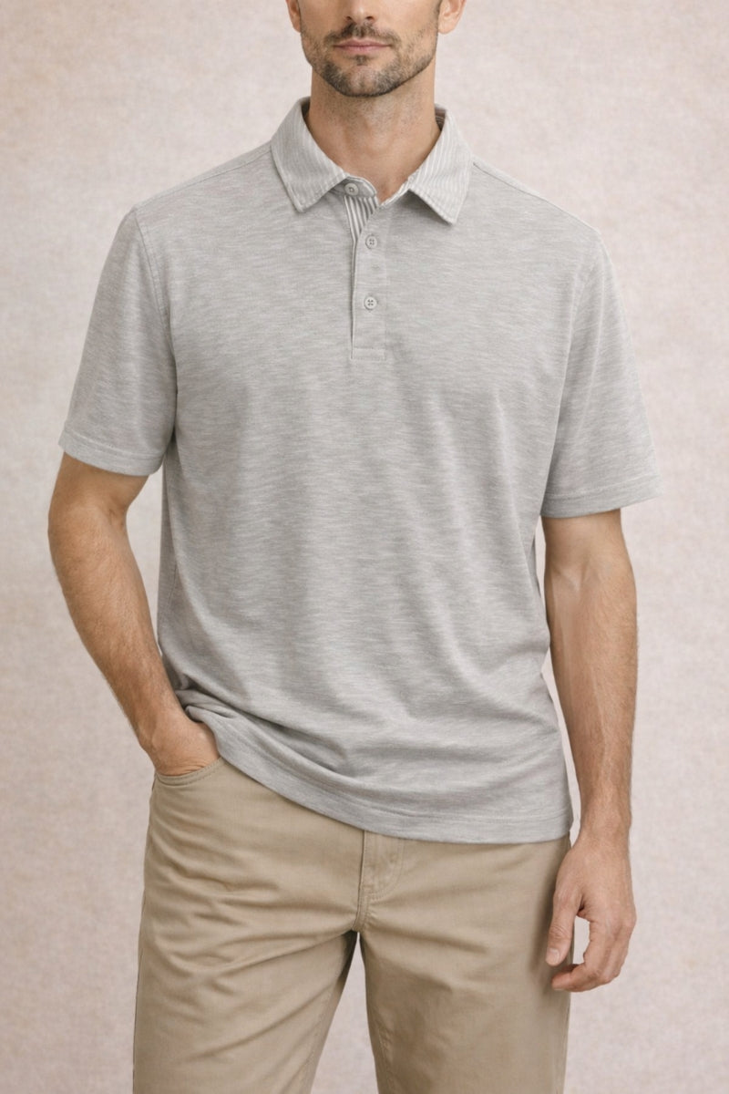Wholesale,Nicoby Age of Wisdom, Nicoby Age of Wisdom Light Grey Slub Polynosic Polo, Grey, Extra Large-47-TagXL