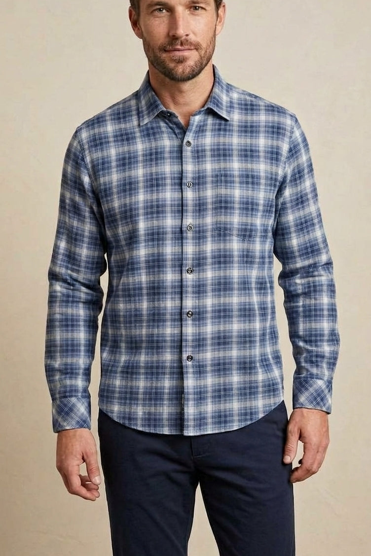 Wholesale,James Campbell, James Campbell Blue/White Plaid Shirt, Blue, Small-42-TagSMedium-45-TagMLarge-47-TagLExtra Large-50-TagXL