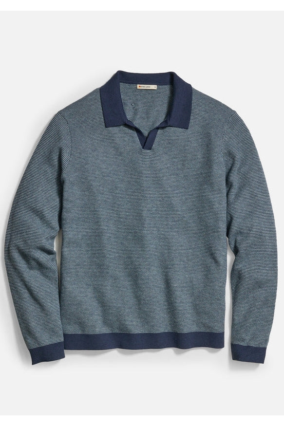 Wholesale,Marine Layer, Marine Layer Navy Polo with Contrasting Collar and Cuffs, Blue, Extra Extra Large-50-TagXXL