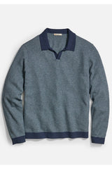 Marine Layer Navy Polo with Contrasting Collar and Cuffs