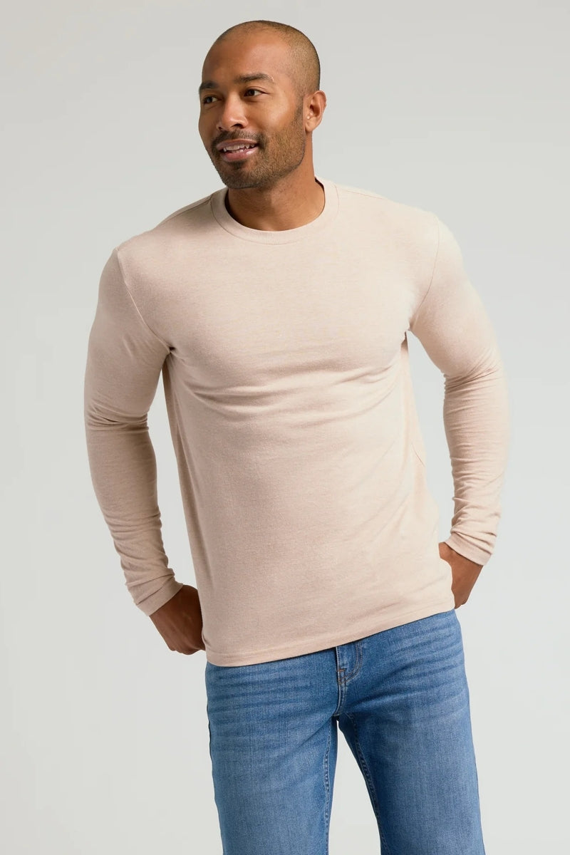 Faire,True Classic, True Classic Heather Camel Long Sleeve T-Shirt, Tan, Medium-40-TagM