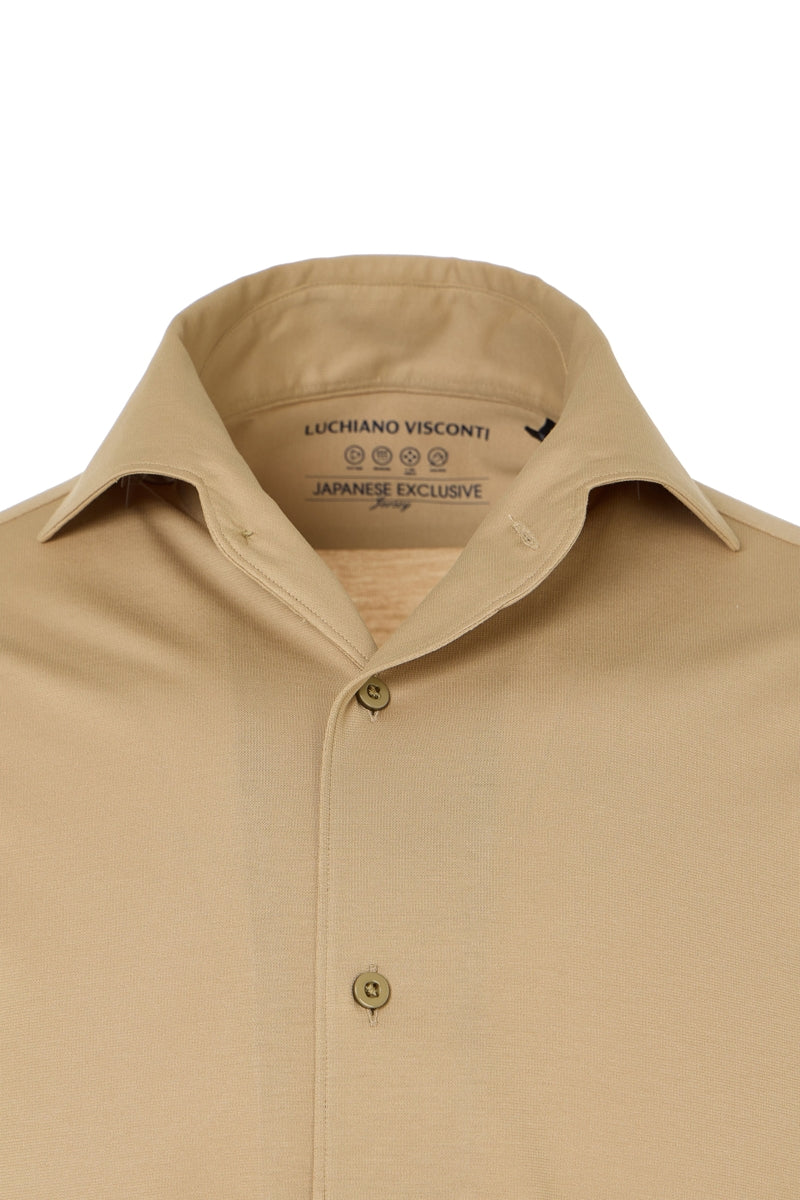 Wholesale,Luchiano Visconti, Luchiano Visconti Tan Performance Stretch Shirt, Tan, Medium-43-TagMLarge-46-TagLExtra Extra Large-52-TagXXL