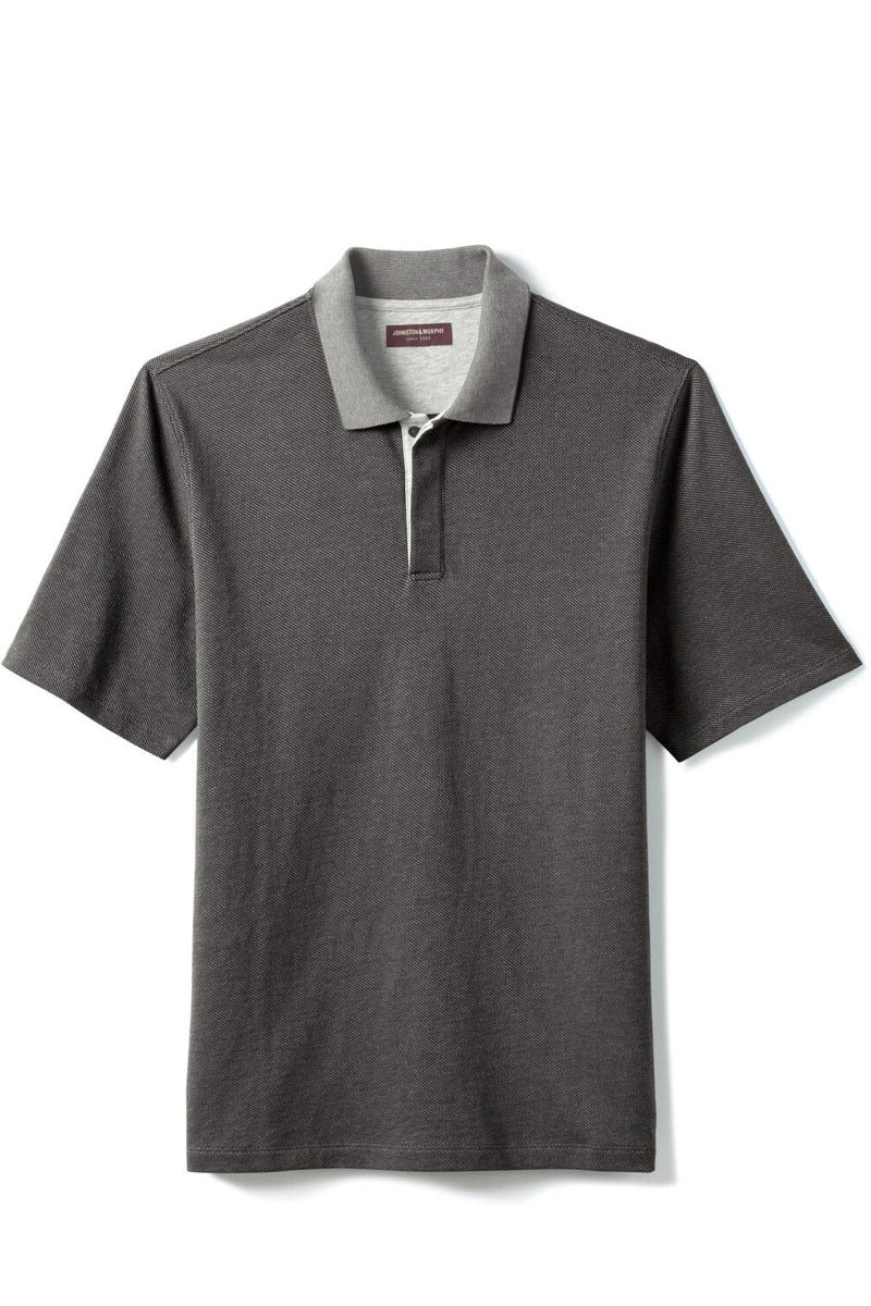 Wholesale,Johnston & Murphy, Johnston & Murphy Charcoal Birdseye Tonal Polo, Grey, Large-48-TagL