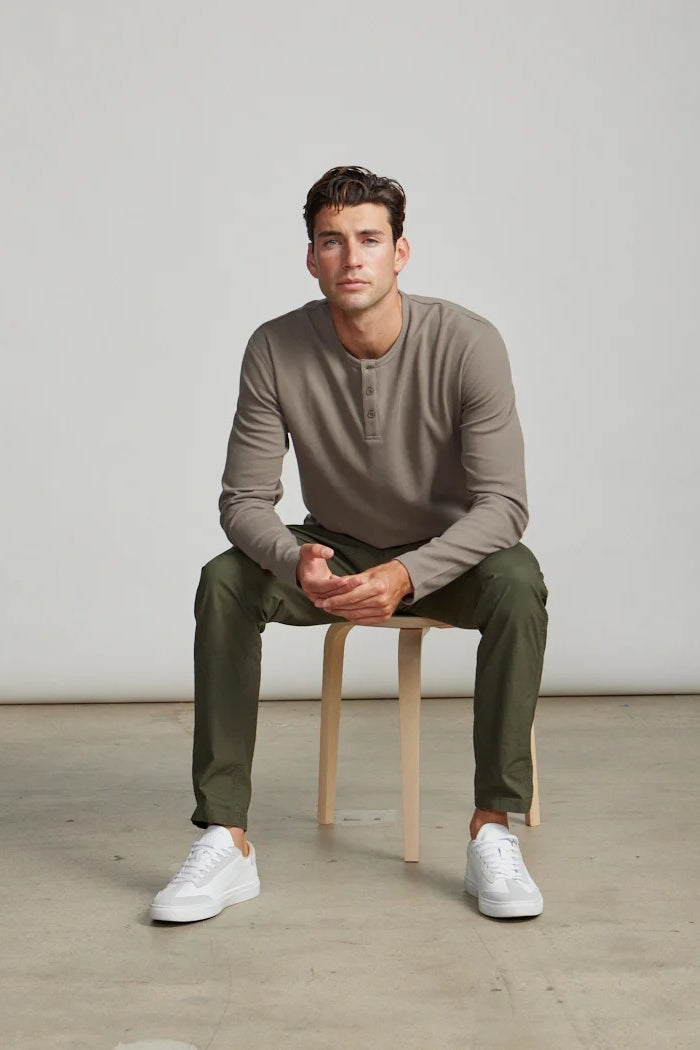 Wholesale,BYLT, BYLT Olive Thermal Drop-Cut Henley, Green, Medium-40-TagMLarge-43-TagLExtra Large-46-TagXLExtra Extra Large-50-TagXXLSmall-38-TagS