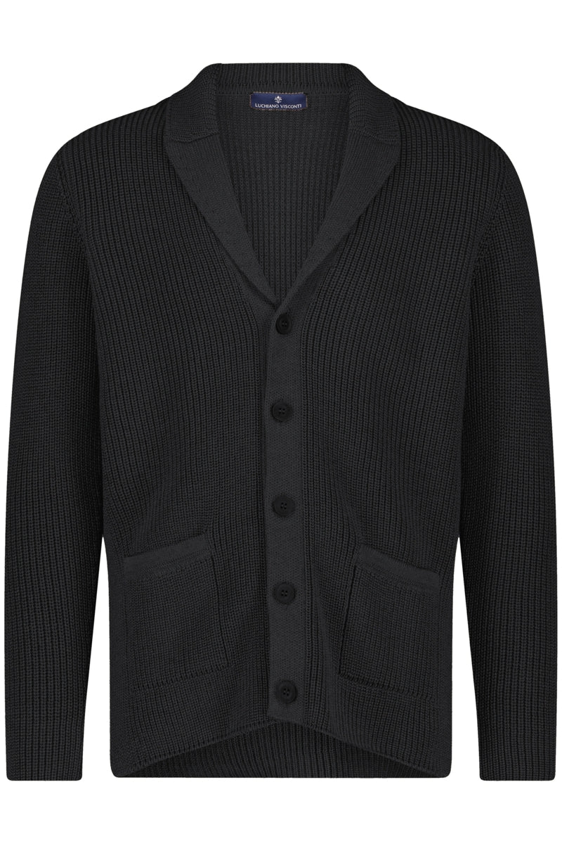 Wholesale,Luchiano Visconti, Luchiano Visconti Black Shawl Collar Cardigan, Black, Medium-44-TagM