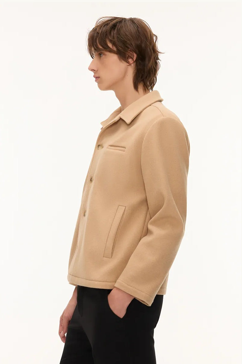 Direct From Brand,FYNE, FYNE Khaki Tan Front Pocket Fleece Jacket, Tan, Large-46-TagL