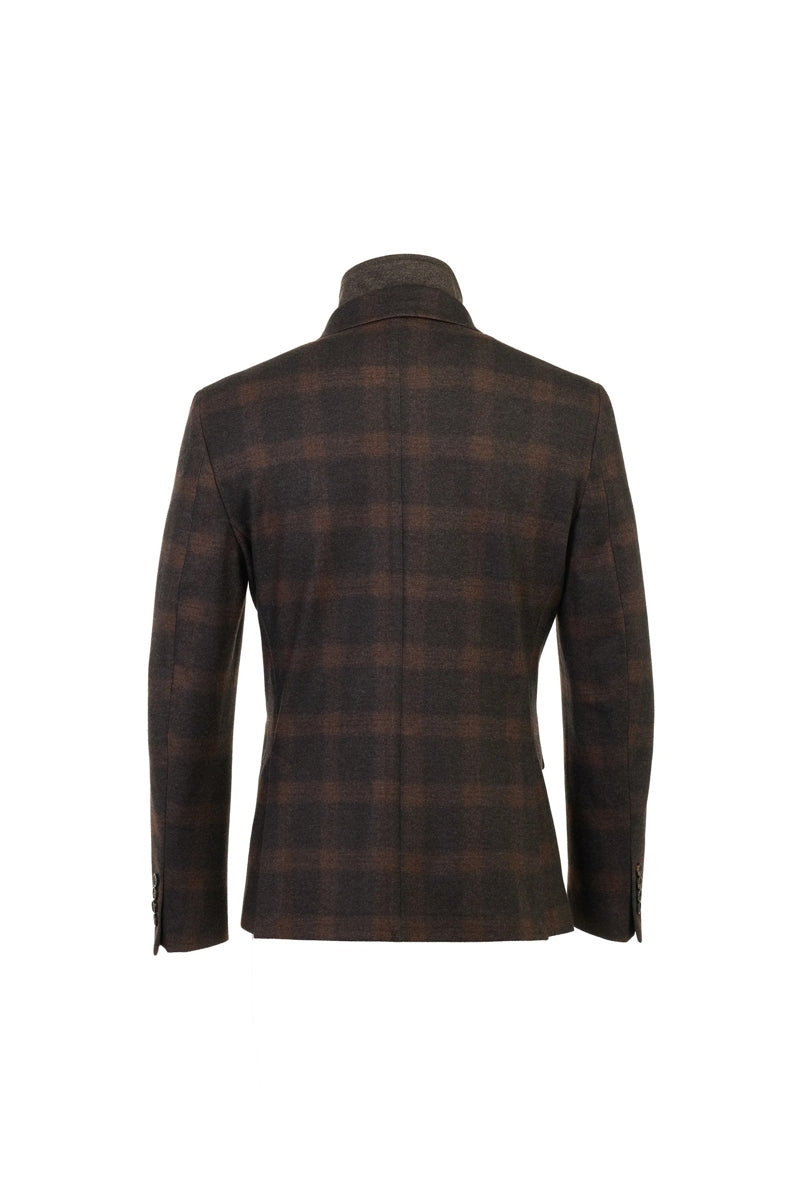 Wholesale,Luchiano Visconti, Luchiano Visconti Brown Wool-Touch Melange Knit Hybrid Blazer, Brown, Small-38-Tag38Medium-40-Tag40Large-42-Tag42Large-44-Tag44