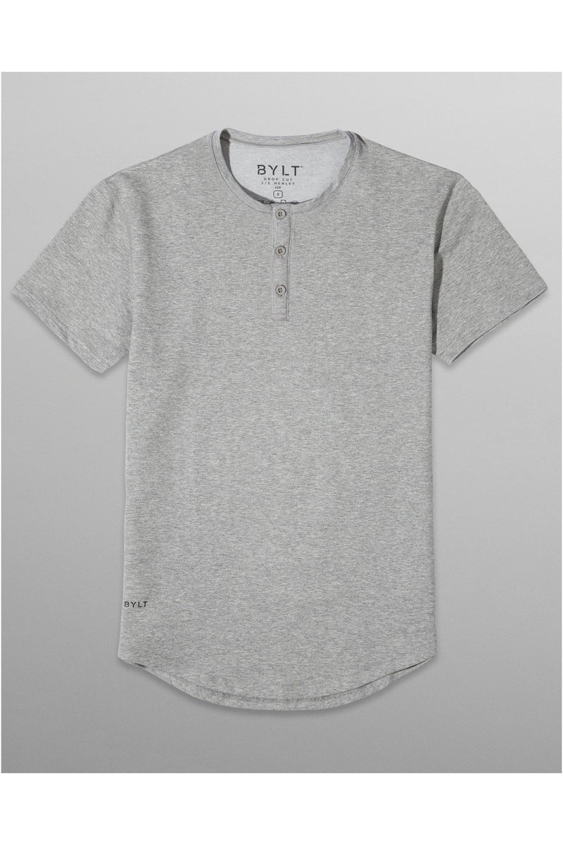 Wholesale,Rhone, BYLT Heather Grey Drop-Cut Lux 4-way Stretch Henley, Grey, Small-40-TagSMedium-42-TagMLarge-44-TagLExtra Large-46-TagXLExtra Extra Large-50-TagXXL