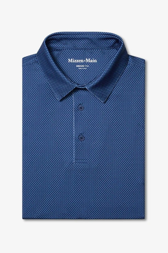 Wholesale,Mizzen + Main, Mizzen + Main Midnight Navy Diamond Print Performance Trim Fit Polo, Blue, Large-45-TagL
