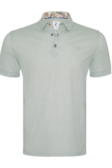 R2 Amsterdam Green Geo Knitted Short Sleeve Polo