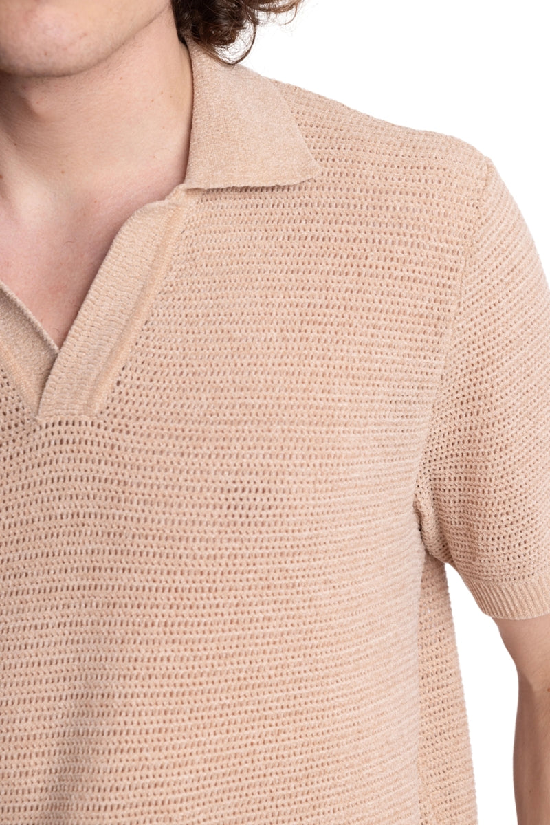 Wholesale,Paisley & Gray, Paisley & Gray Tan Chenille Open V Polo, Tan, Extra Large-46-TagXL
