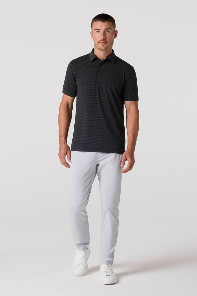 Wholesale,Mizzen + Main, Mizzen + Main Black Seersucker Textured Knit Trim Fit Polo, Black, Medium-42-TagM