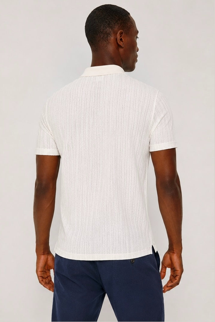 Wholesale,Jakamen, Jakamen Beige Striped Textured Slim Fit Qtr Zip Polo, Tan, Large-44-TagLExtra Extra Large-48-TagXXLMedium-42-TagMSmall-40-TagSExtra Large-46-TagXL