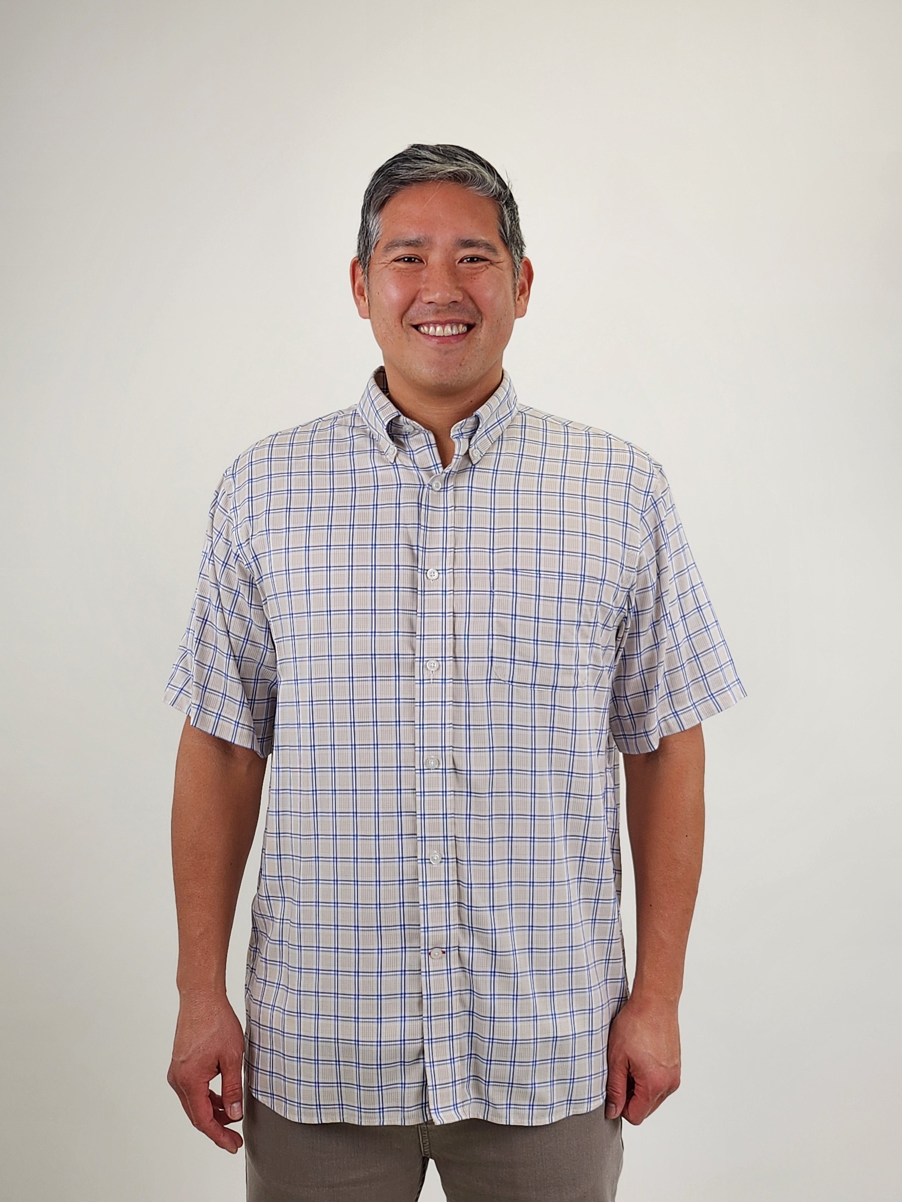 The RealReal,Daniel Cremieux, Daniel Cremieux Beige Plaid Performance Short Sleeve Button Up Shirt, Tan, Extra Large-50-TagL