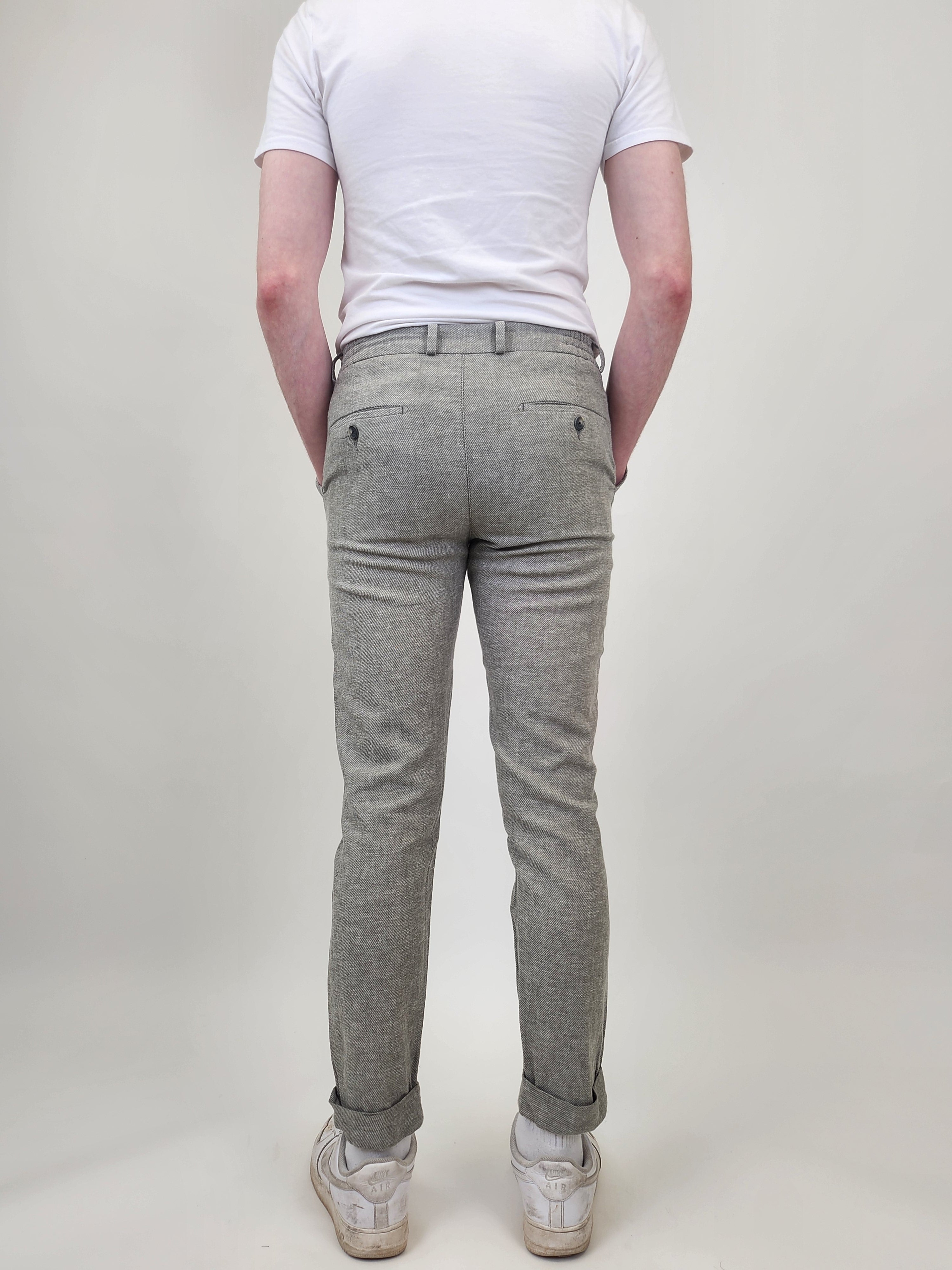 Wholesale,Suit Sartoria, Suit Sartoria Light Green Textured Linen Blend Slim Fit Drawstring Pants, Green, 32W-30L-Tag42