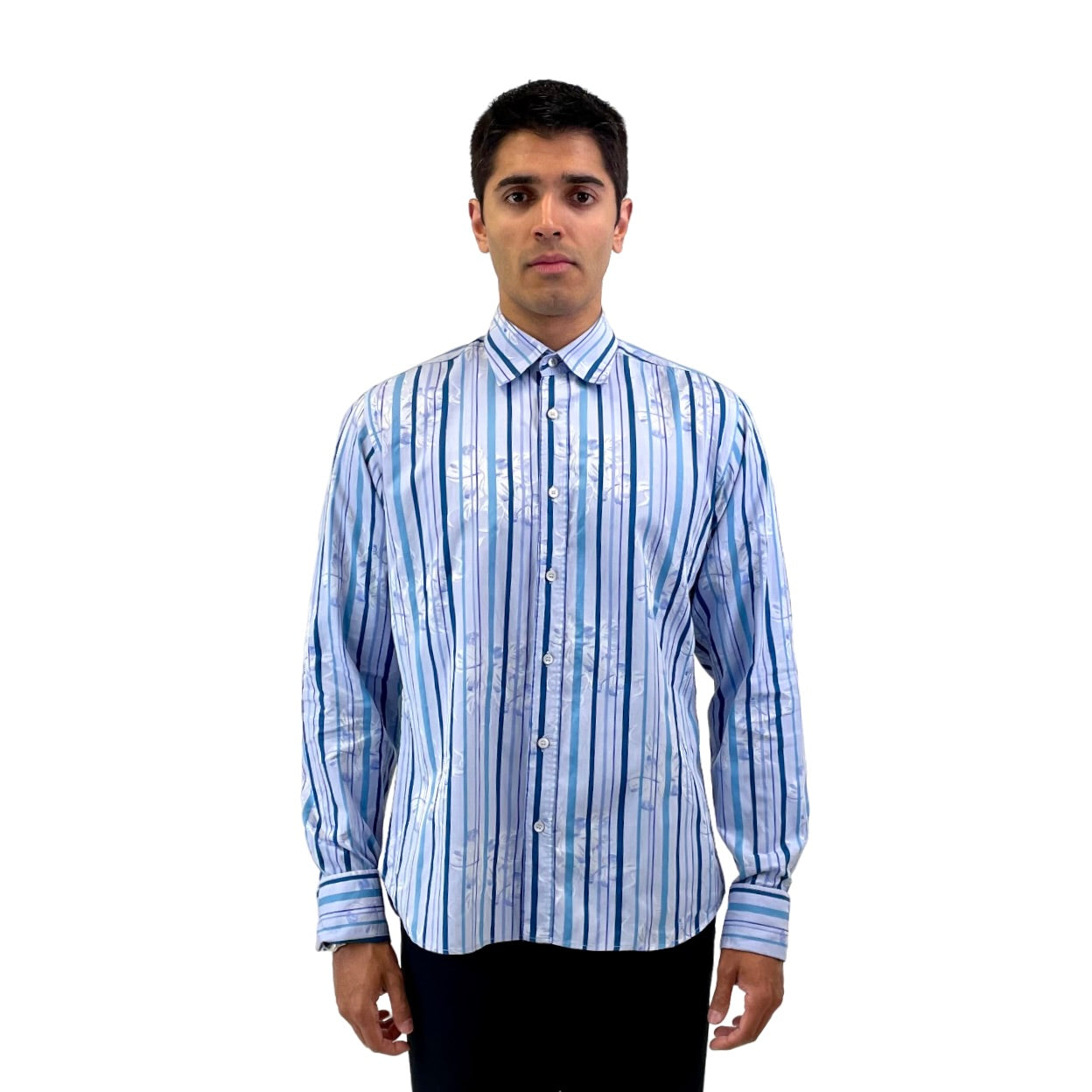 The RealReal,Ted Baker, Ted Baker Blue Striped Button Up Shirt, Blue, Large-45-TagLSmall-40-TagS