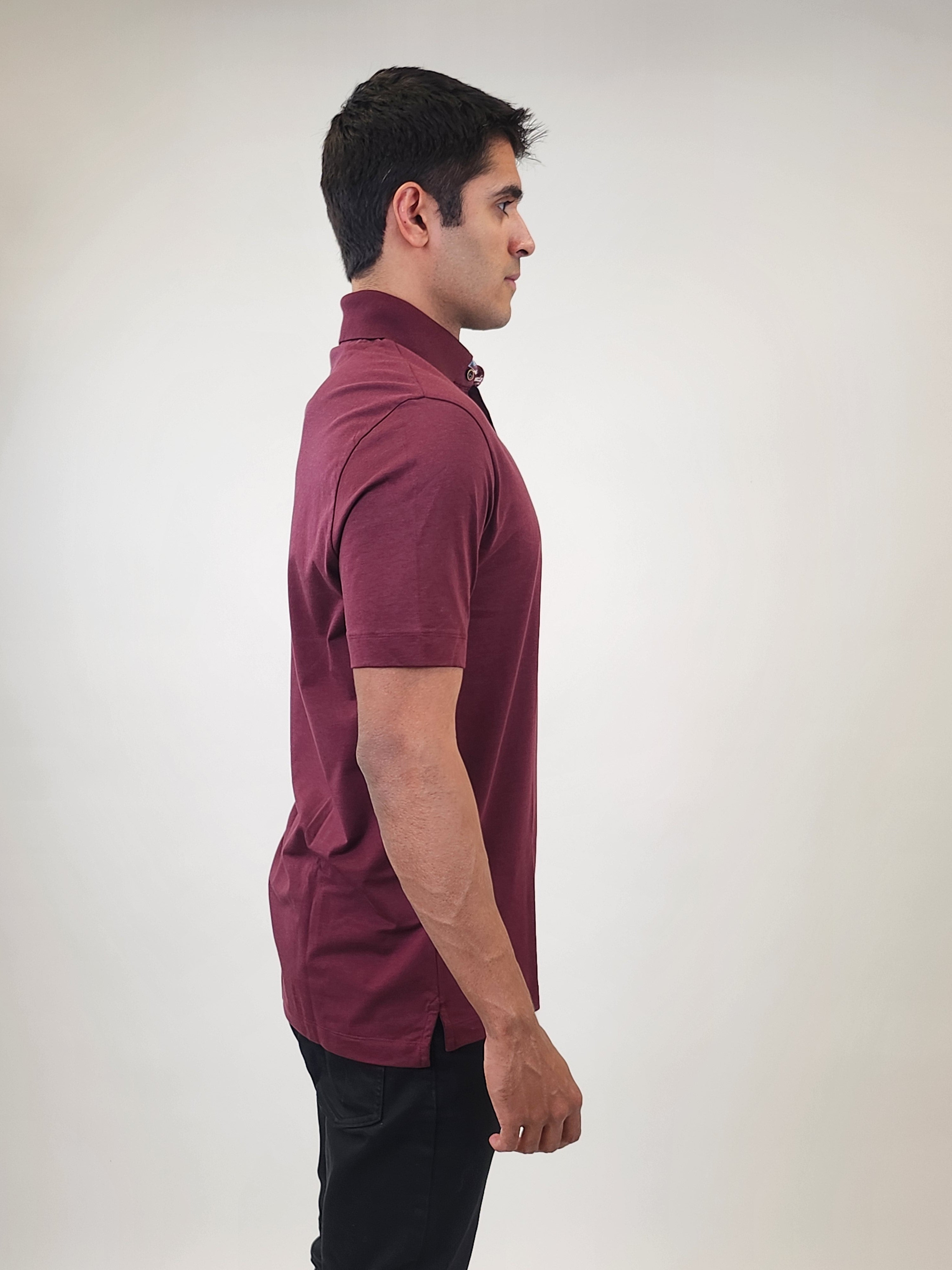 Brand Partner,R2 Amsterdam, R2 Amsterdam Burgundy Solid Polo, Red, Large-42-TagL