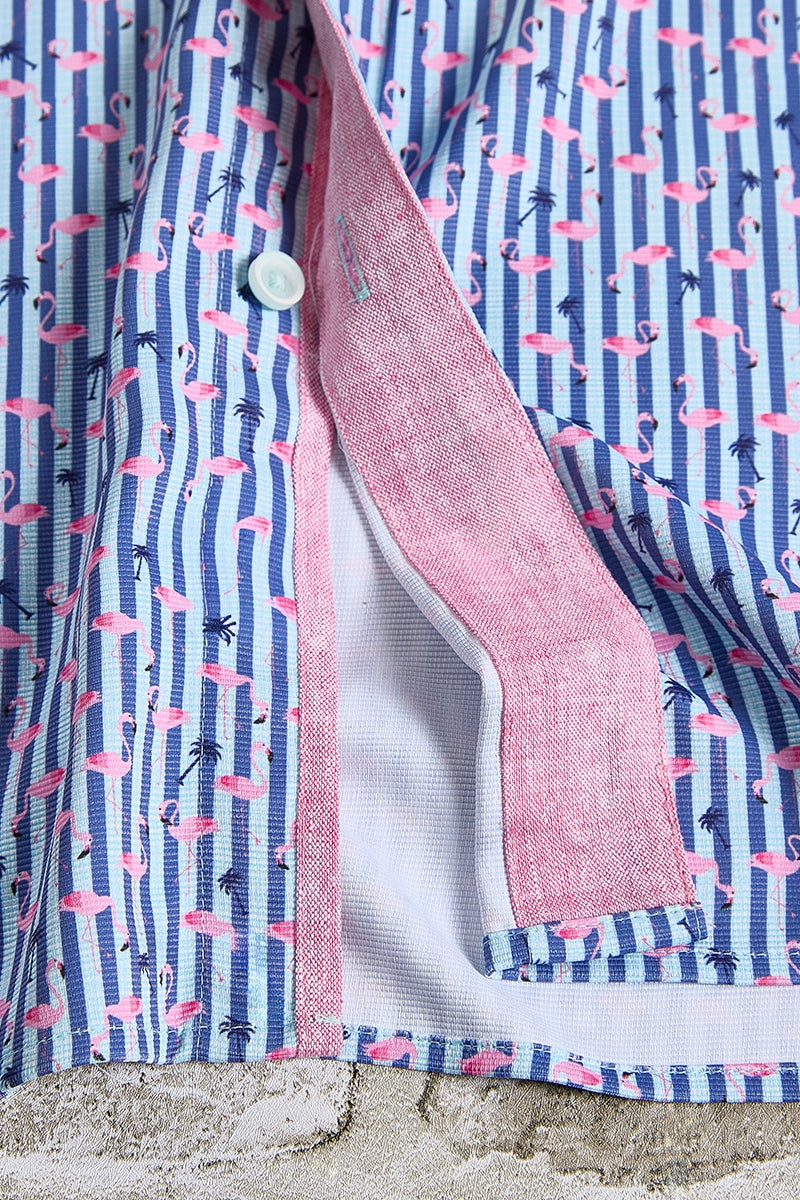 Wholesale,Nicoby Age of Wisdom, Nicoby Age of Wisdom Navy/Pink Flamingo Printed Striped Shirt, Blue, Medium-45-TagMLarge-47-TagLExtra Large-49-TagXL