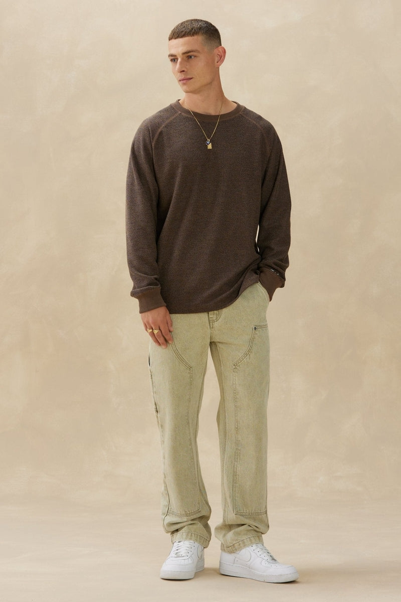 Other,Kuwalla, Kuwalla Brown Marled Crewneck Thermal, Brown, Large-46-TagL