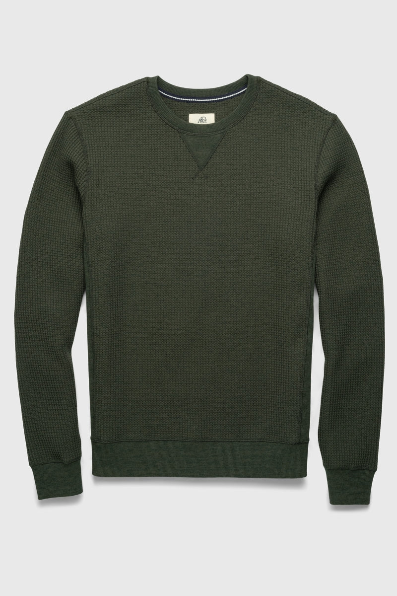 Wholesale,Surfside Supply, Surfside Supply Green Heather Thermal Waffle Weave Crewneck, Green, Medium-46-TagMLarge-49-TagLExtra Large-52-TagXLExtra Extra Large-55-TagXXLSmall-44-TagS