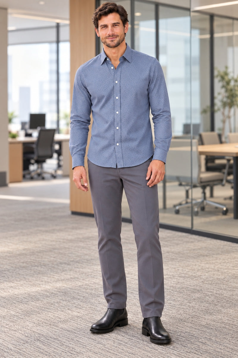 Wholesale,34 Heritage, 34 Heritage Indigo Star Print Jacquard Shirt, Blue, Small-42-TagSSmall-40-TagSMedium-46-TagMLarge-48-TagLExtra Large-52-TagXLExtra Extra Large-56-TagXXLMedium-43-TagMExtra Large-51-TagXL