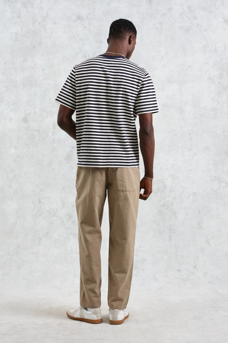 Wholesale,Wax London, Wax London Navy/Ecru Textured Striped Organic Cotton T-Shirt, Blue, Extra Extra Large-48-TagXXL