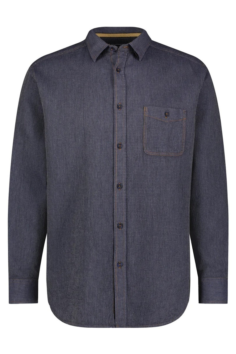 Wholesale,American Heritage, American Heritage Steel Vintage Washed Navy Waffle Long Sleeve Shirt, Blue, Small-42-TagSMedium-45-TagMLarge-48-TagLExtra Large-51-TagXL