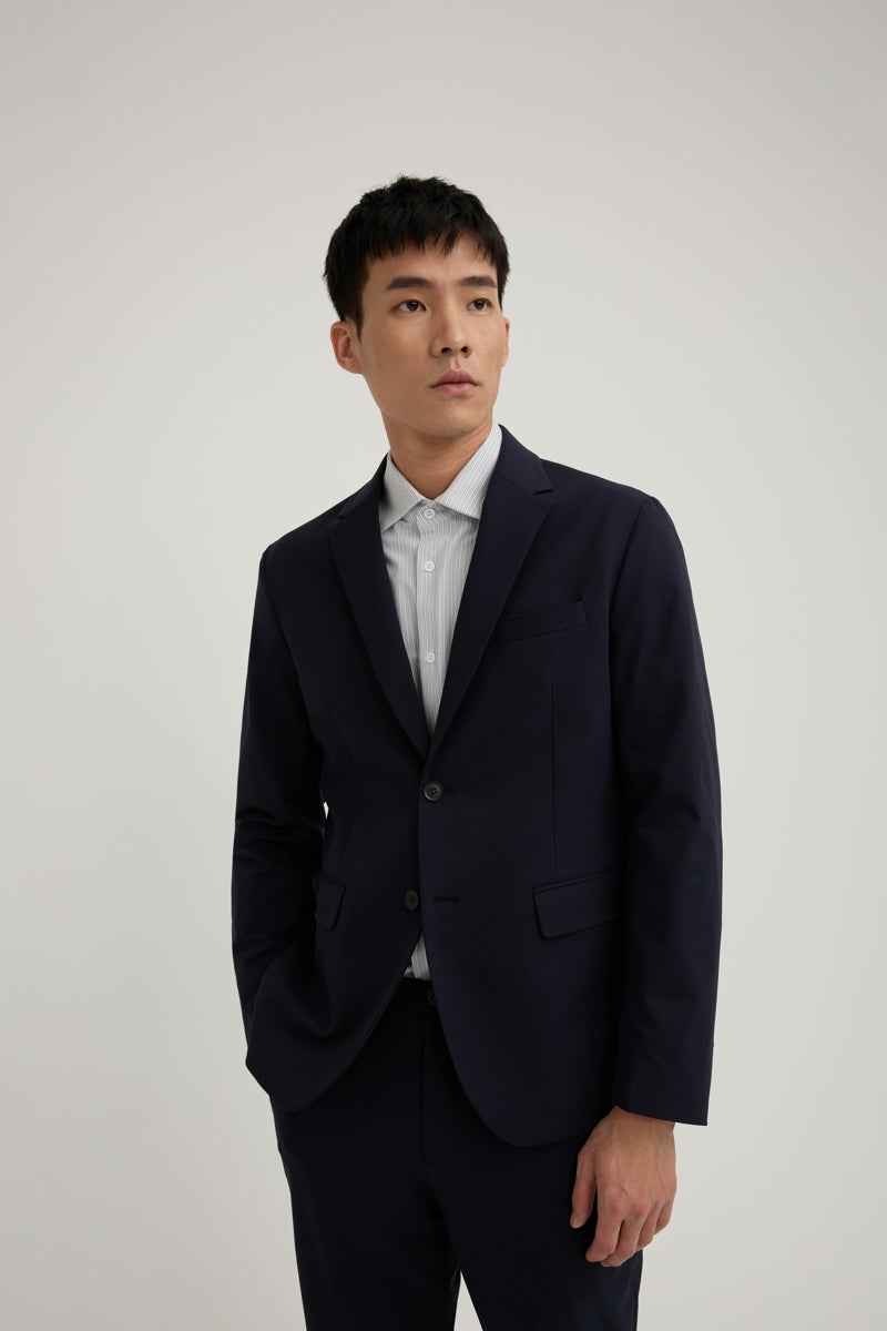 Direct From Brand,FYNE, FYNE Navy Water Repellent Four-side Stretch Blazer, Blue, Large-42-TagL