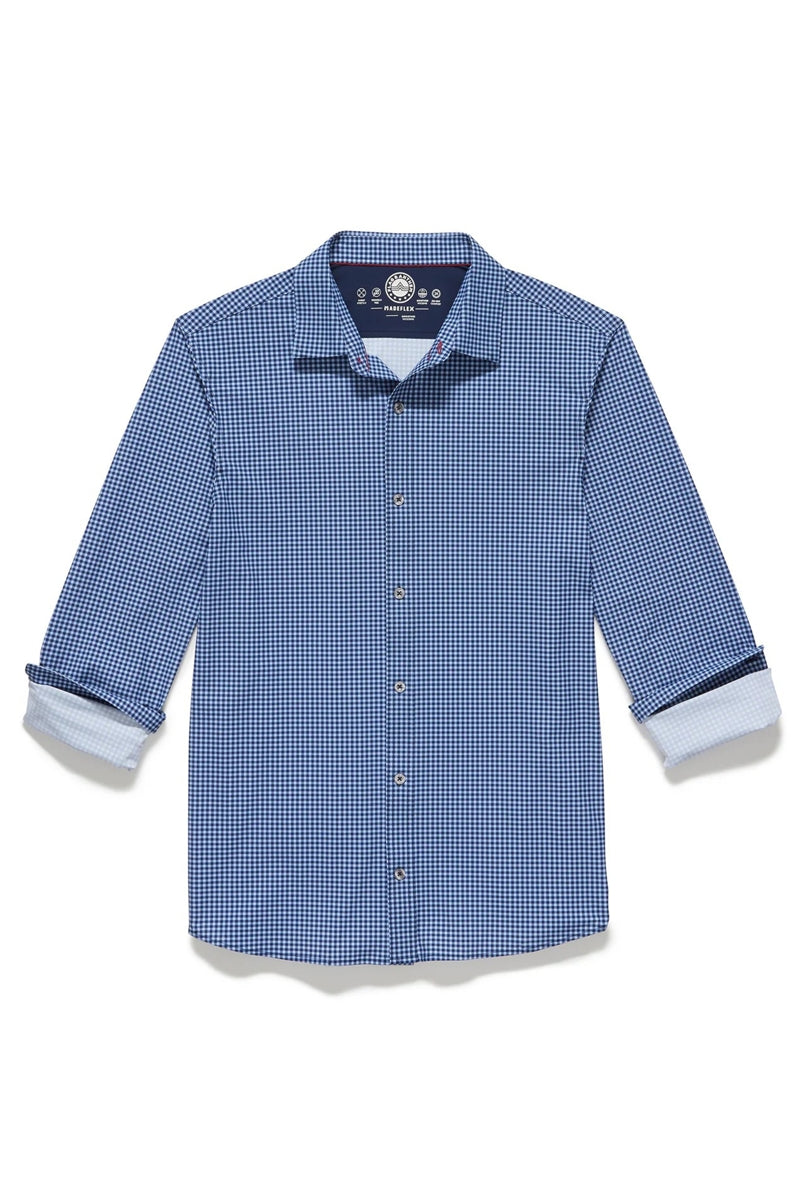 Wholesale,Flag & Anthem, Flag & Anthem Blue/Black 4-Way Stretch Gingham Shirt, Blue, Medium-42-TagM