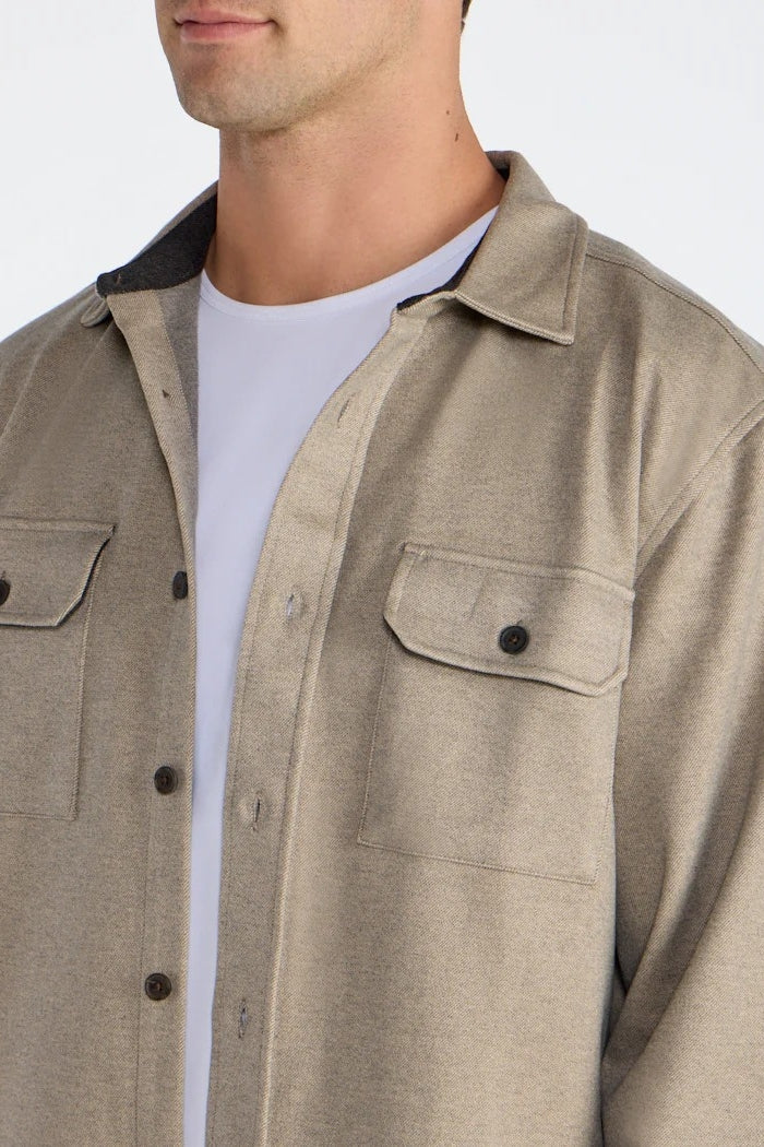 Wholesale,BYLT, BYLT Tan Twill Stretch Shacket, Tan, Medium-44-TagM