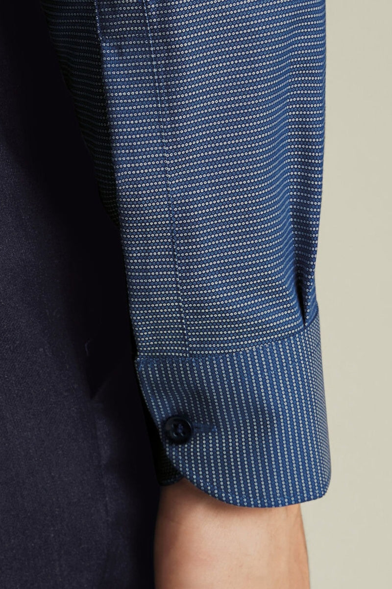Wholesale,Charles Tyrwhitt, Charles Tyrwhitt Royal Blue Stretch Circle Texture Shirt, Blue, Small-40-Tag15