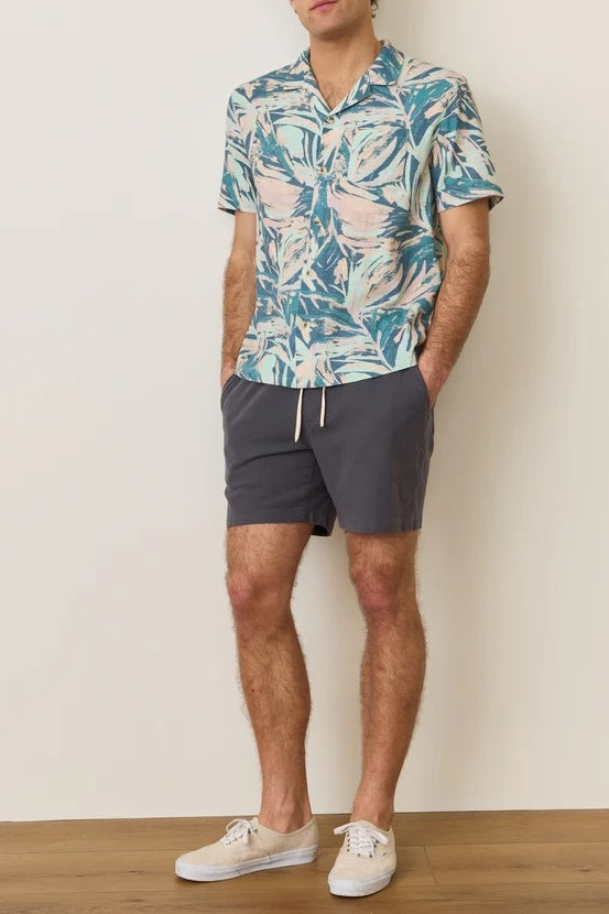 Marine Layer Green Abstract Palm Stretch Selvage Shirt