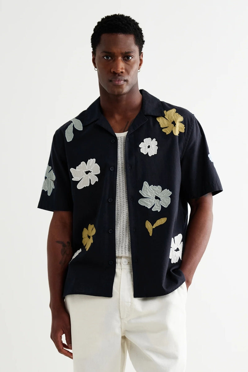 Wholesale,Wax London, Wax London Navy Multicolor Floral Botanical Applique Shirt, Blue, Medium-45-TagM