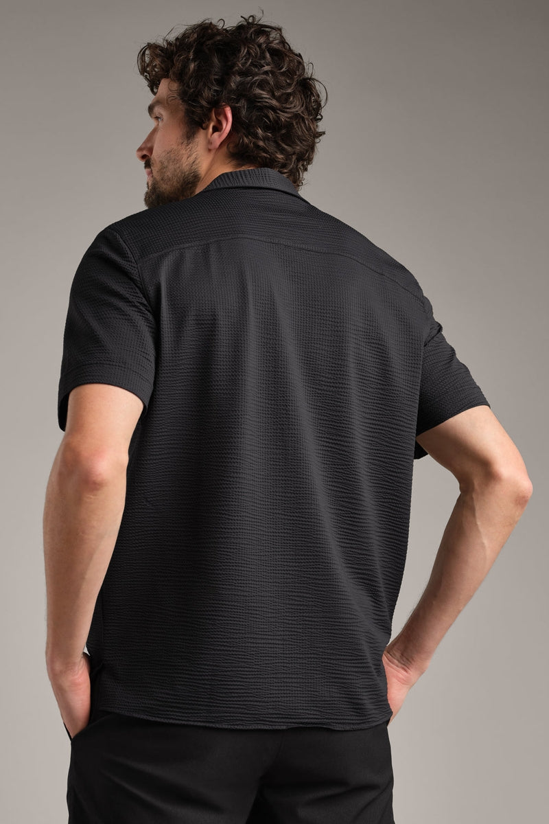 Wholesale,Rhone, Rhone Black Seersucker Knit Camp Collar Shirt, Black, Large-48-TagLExtra Large-51-TagXLMedium-45-TagMExtra Extra Large-53-TagXXL