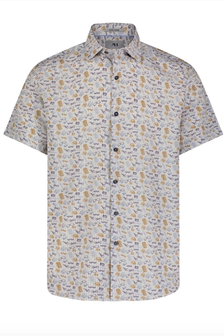Wholesale,Luchiano Visconti, American Heritage Multi Print Grid 4-way Stretch Shirt, White, Extra Large-51-TagXL