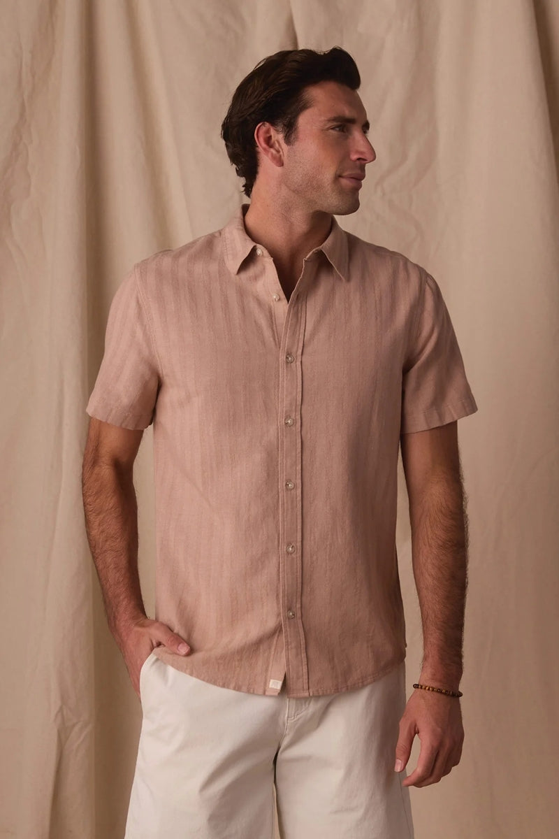 Wholesale,The Normal Brand, The Normal Brand Blush Striped Textured Shirt, Pink, Medium-44-TagM