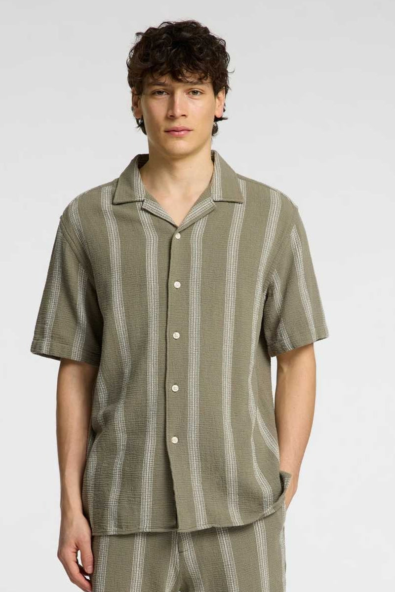 Wholesale,Selected Homme, Selected Homme Green with White Striped Textured Shirt, Green, Medium-46-TagM