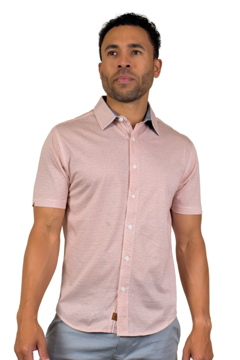 Wholesale,Fundamental Coast, Fundamental Coast Red Polka Dot Print 4-way Stretch Shirt, Red, Extra Large-48-TagXL