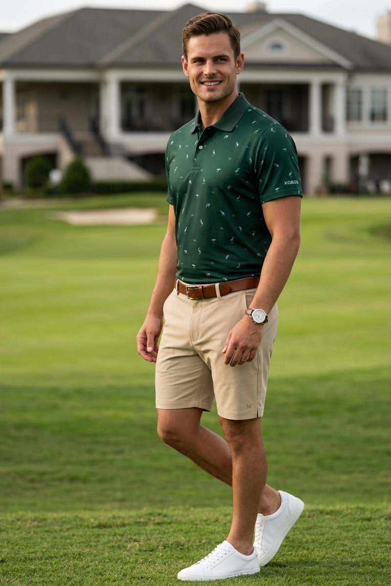 Wholesale,Bonobos, Bonobos Green Bird Print Performance UPF 50 Polo, Green, Medium-46-TagM