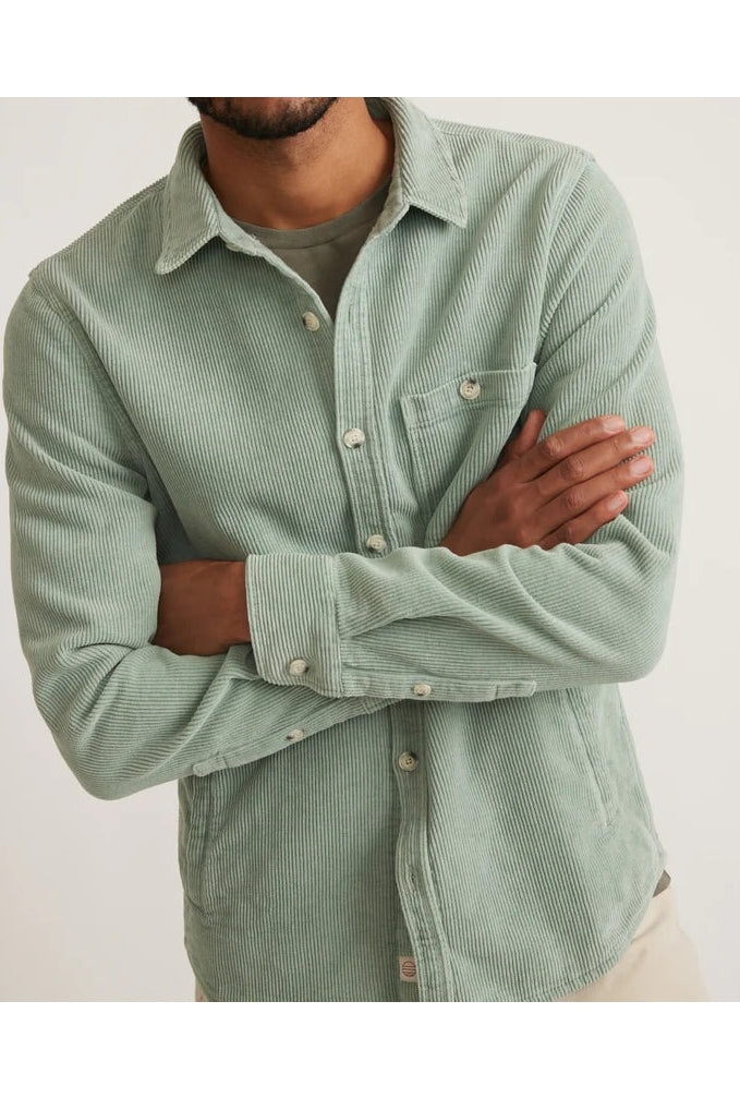 Wholesale,Marine Layer, Marine Layer Green Double-brushed Corduroy Overshirt, Green, Small-42-TagS