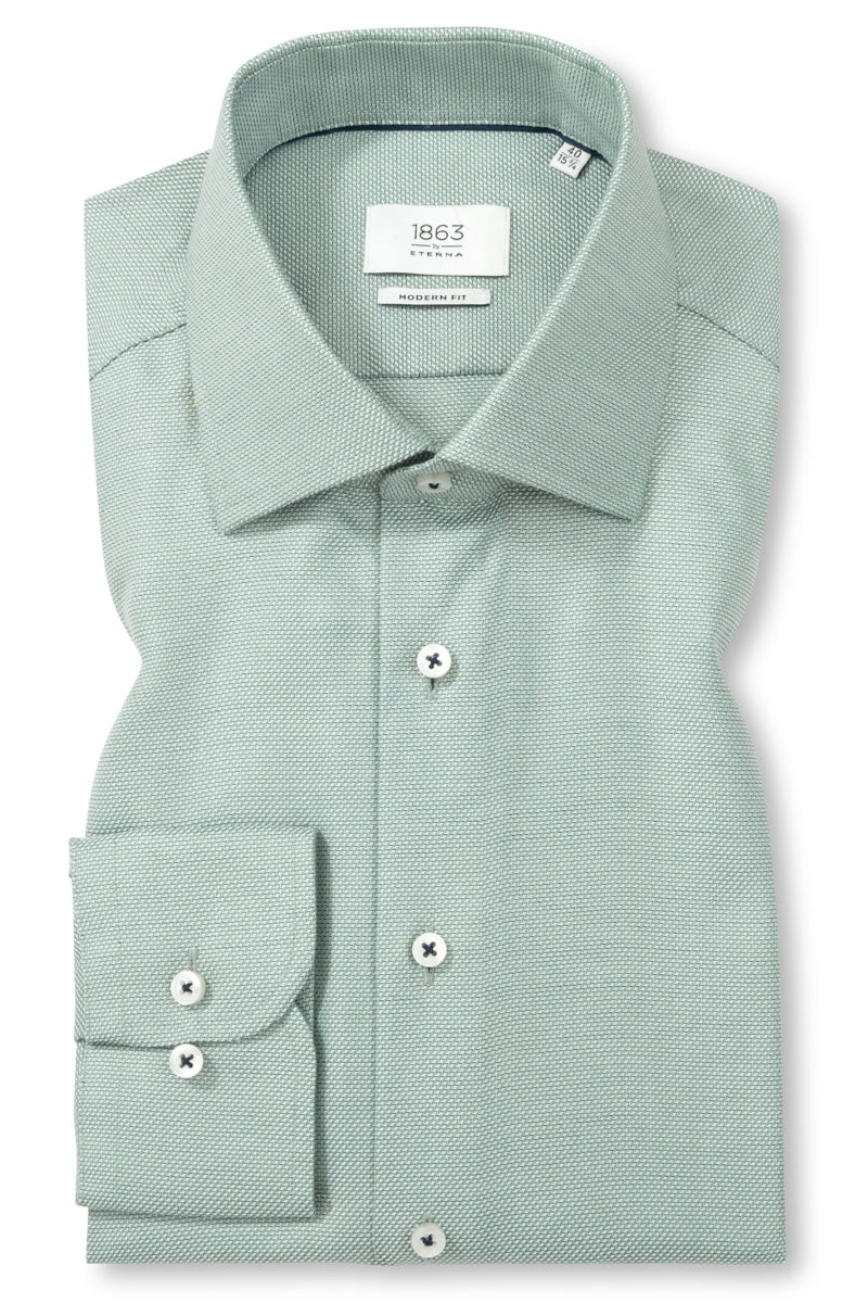 Wholesale,Eterna, 1863 by Eterna Green Structured Twill Modern Fit Shirt, Green, Large-48-Tag16