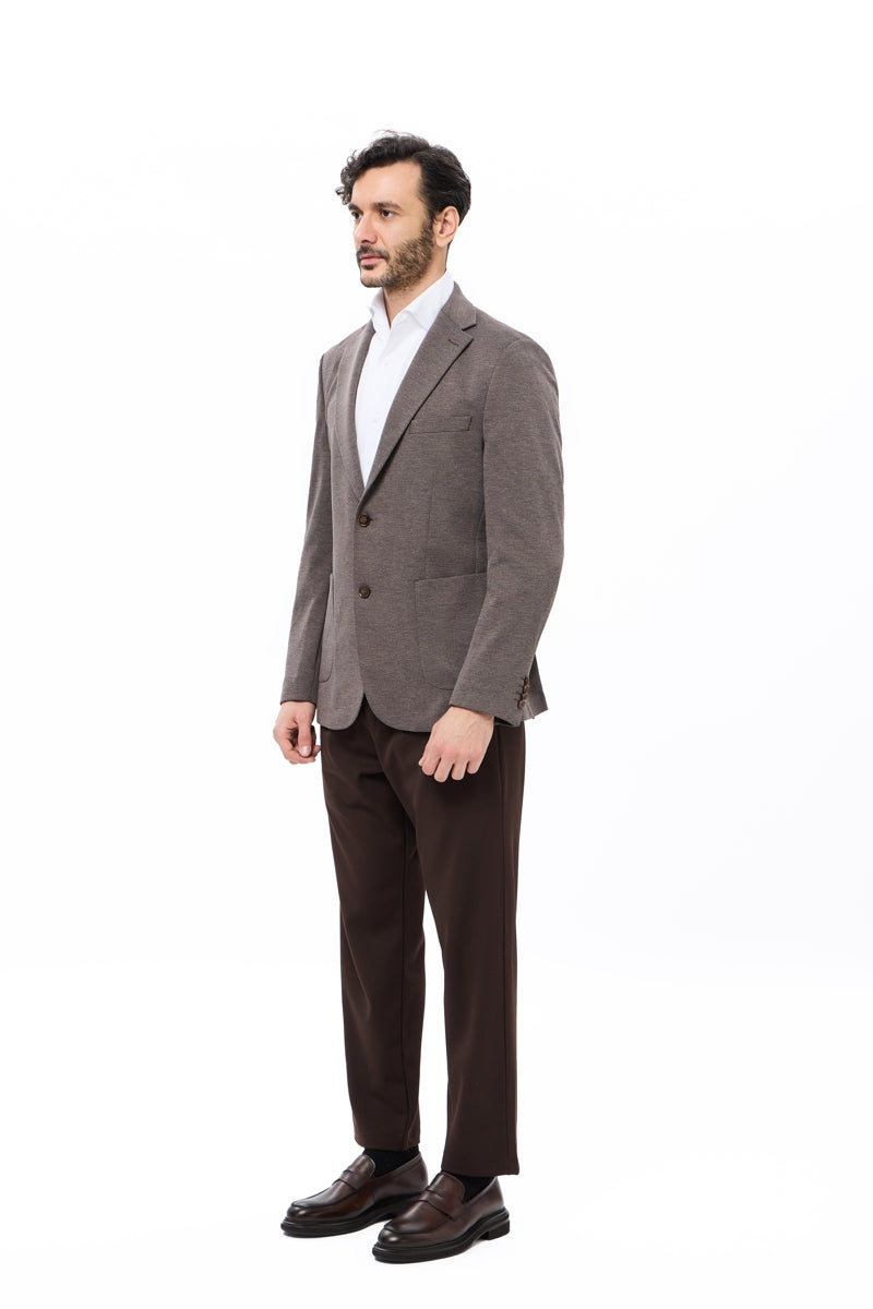 Wholesale,Luchiano Visconti, Luchiano Visconti Coffee Mercerized Piqué Dobby Knit Blazer, Brown, Extra Large-46-Tag44