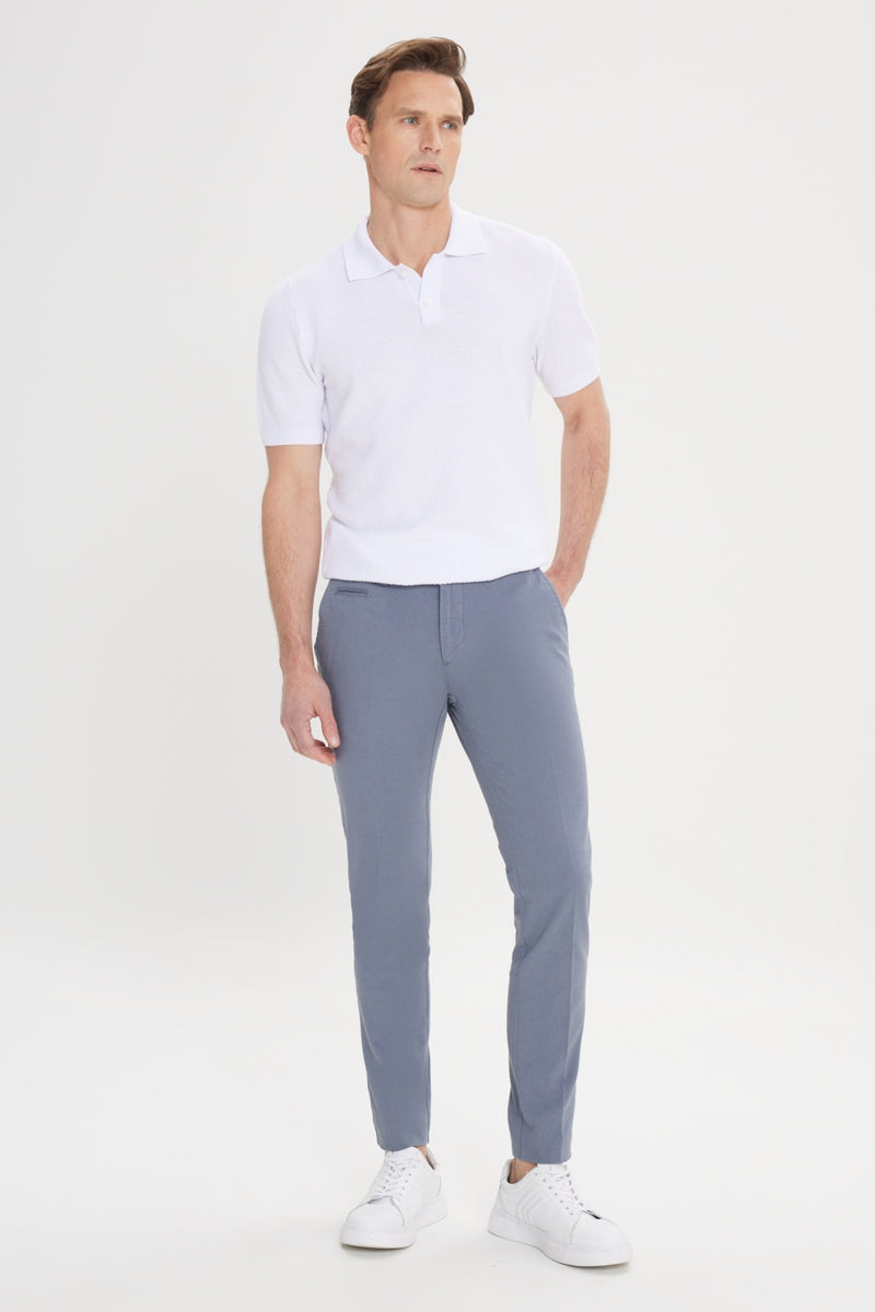 Wholesale,Altinyildiz Classics, Altinyildiz Classics Steel Blue Dobby Flex Skinny Fit Pants, Blue, 38W-33L-Tag54