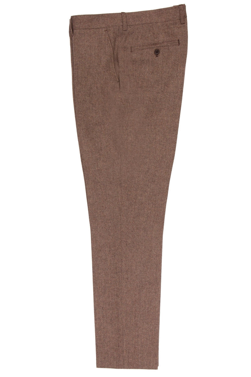 Faire,Guide London, Guide London Brown Twill Textured Wool Blend Pants, Brown, 30W-32L-Tag30